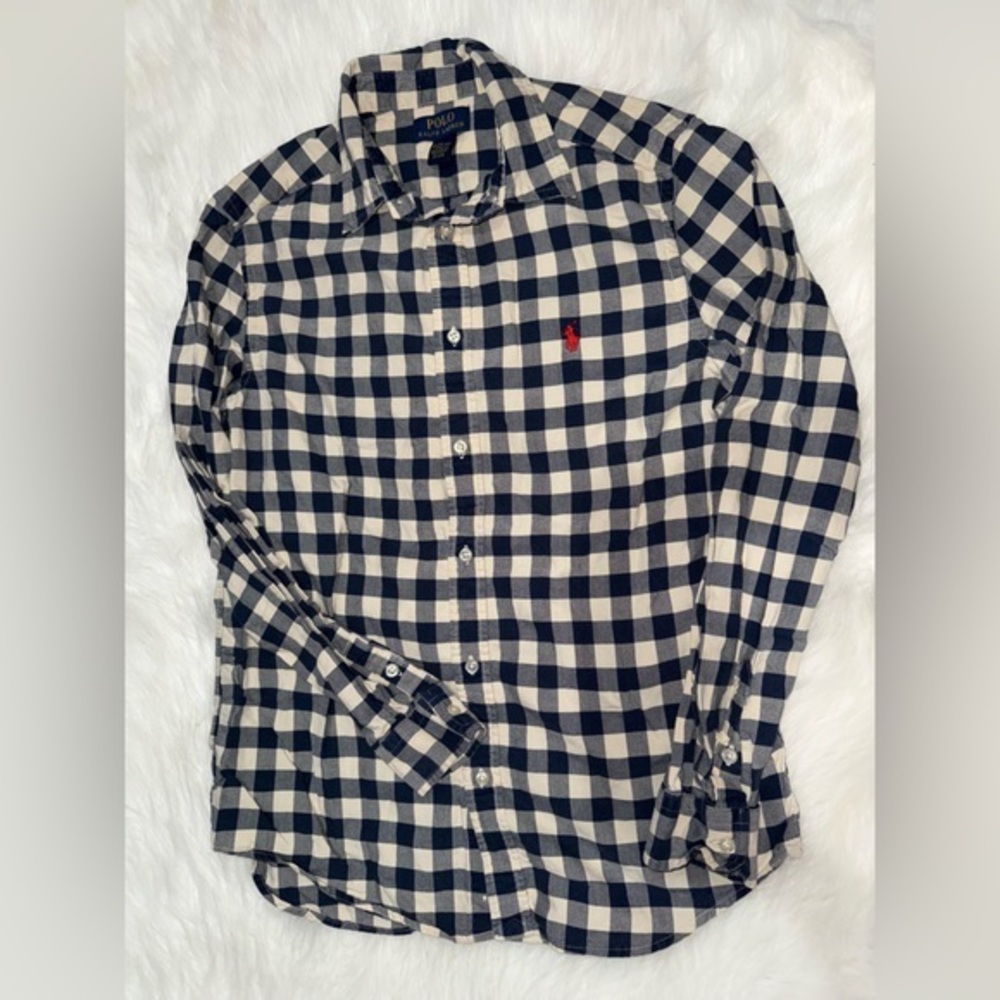 Polo by Ralph Lauren Blue and White Casual Button Down Shirt